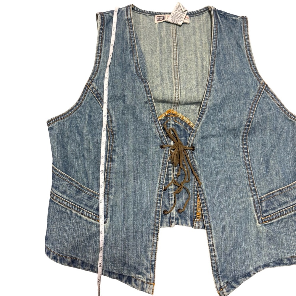 Y2K Vintage Faded Glory Blue Denim Western Vest Size 12 - Picture 4 of 8